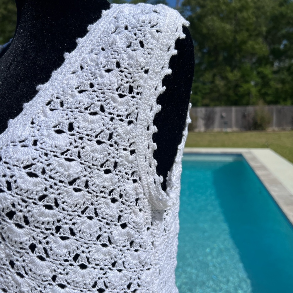 Letarte White Crochet V-Neck Swim Coverup - Picture 5 of 7